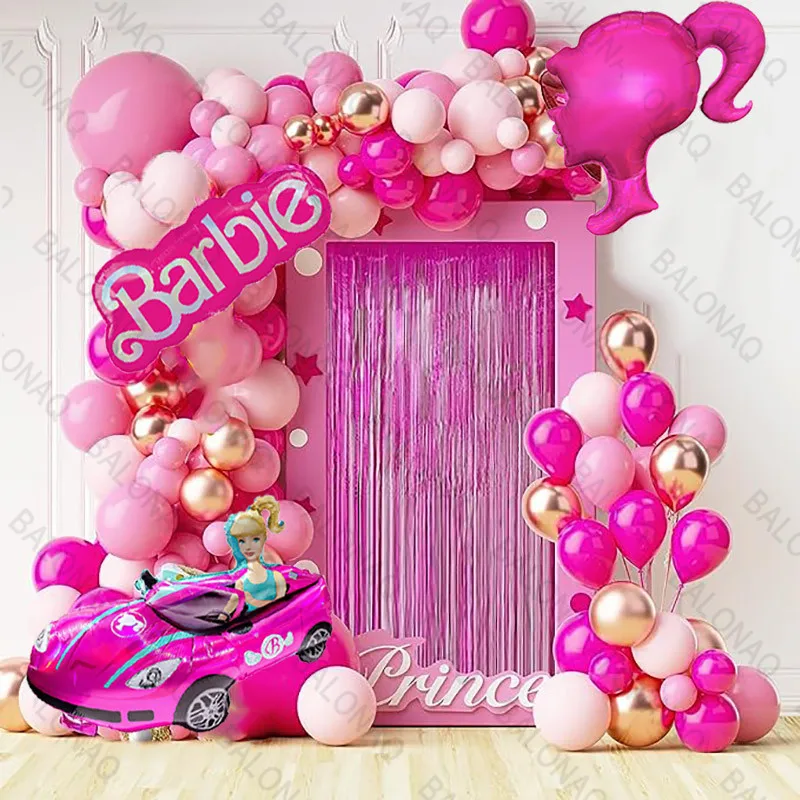 

Hot Pink Balloon Set Garland Arch Kit Balloons For Girls Birthday Princess Barbie Theme Bridal Shower Wedding Decorations Gift