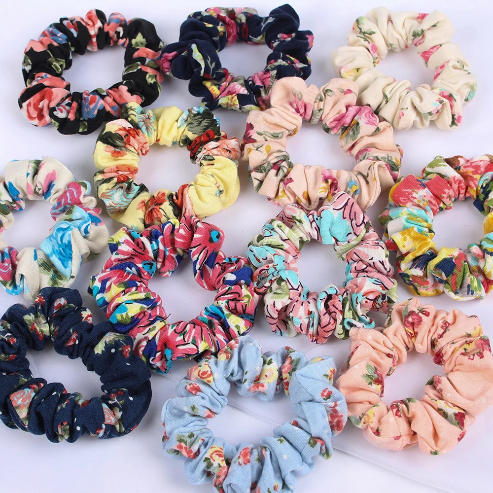 

2PCS Knitting Print Scrunchies Elastic Hair Ties Women Girls Ponytail Hair Bands Headbands Soft Cotton Hair Accessories Fashion