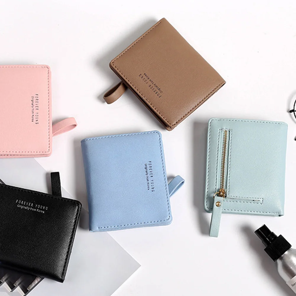 

Модный женский кошелек для мелочи карамельных цветов, 1 шт., кожаный однотонный винтажный короткий кошелек, Женский держатель для карт, клатч