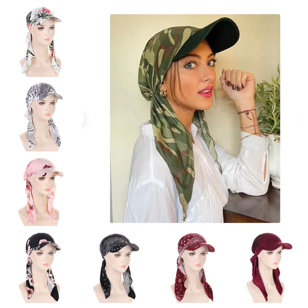 

Women's Hats Muslim Multicolor Hijab Baseball Cap Classic Turban Hat Fashion Headscarf Sun Hats Soft Scarf Caps Brim Sunshade
