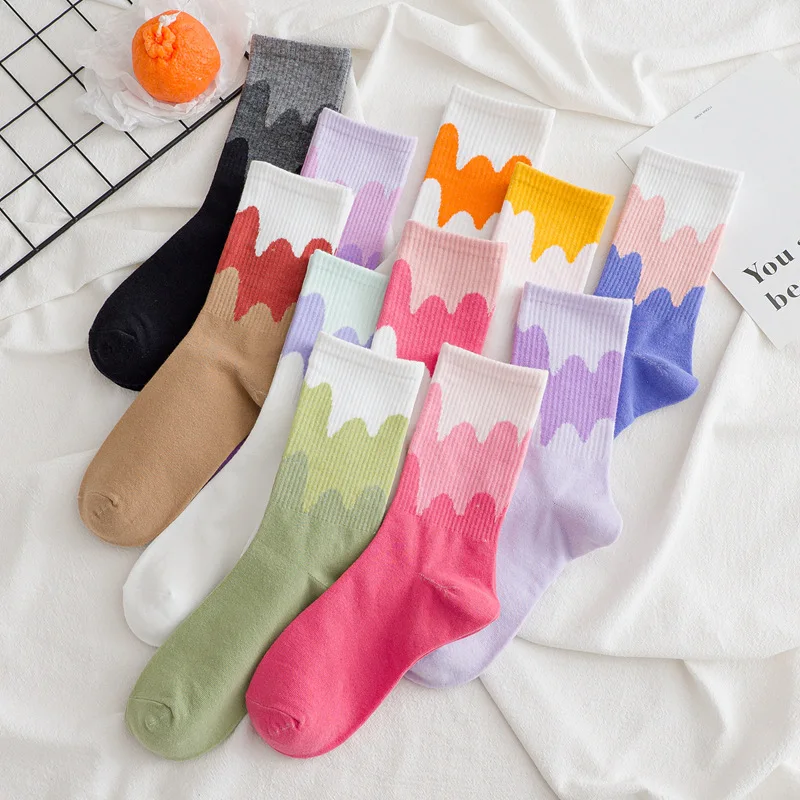 

Cute Woman Clothes Fashion Socks Women's Stockings Kawaii Ice Cream Harajuku Japanese Korean Version Medium Tube Underwear