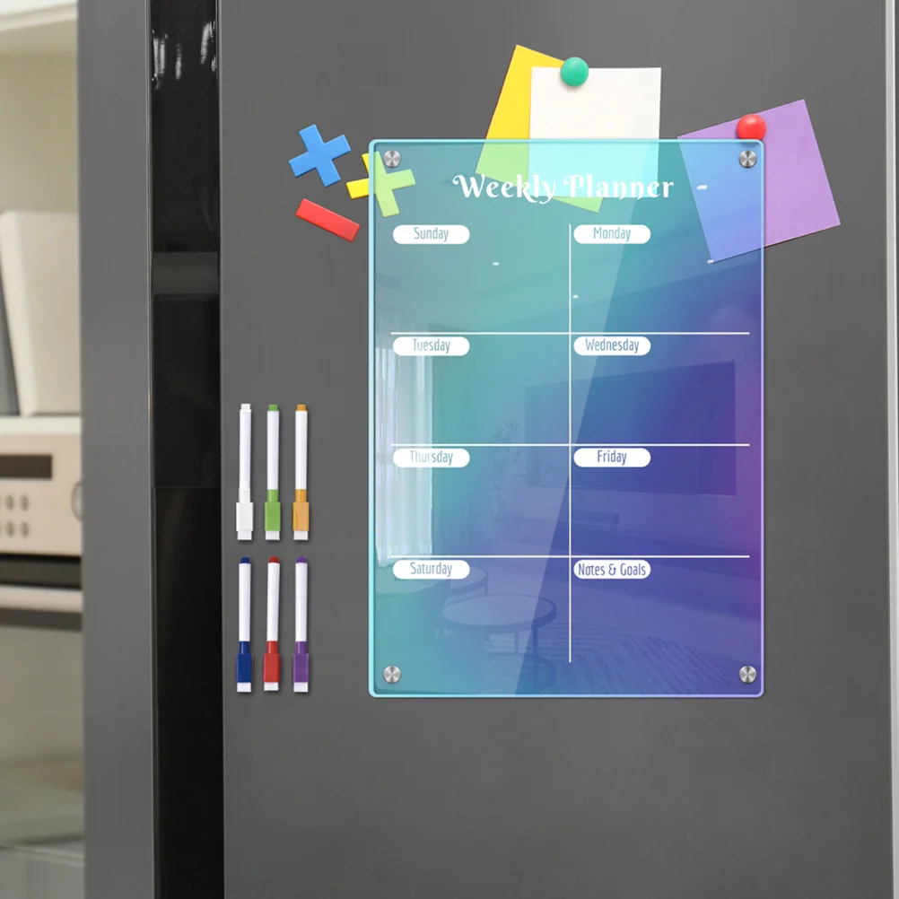 

White Board Pens Acrylic Magnetic Dry Erase Erasable Meal Decorative Planning Weekly Calendar Planner Fridge