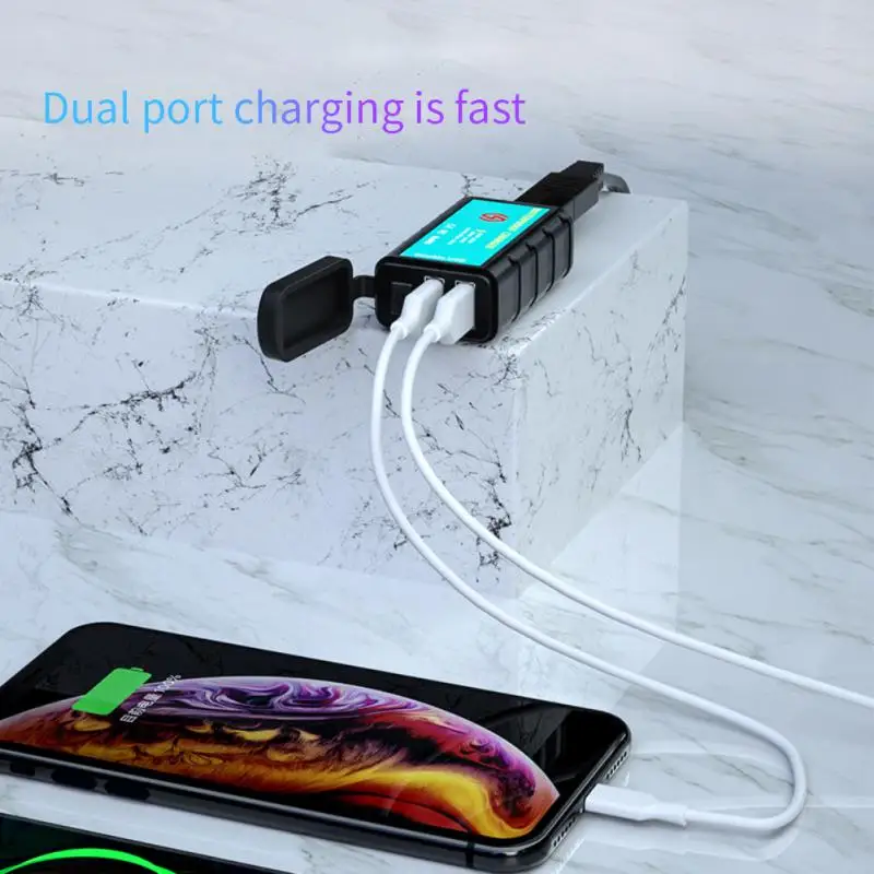 

12 В Двойное квадратное зарядное устройство QC3.0 адаптер для быстрой зарядки Водонепроницаемая Крышка для мотоцикла Внешний USB-порт зарядное устройство