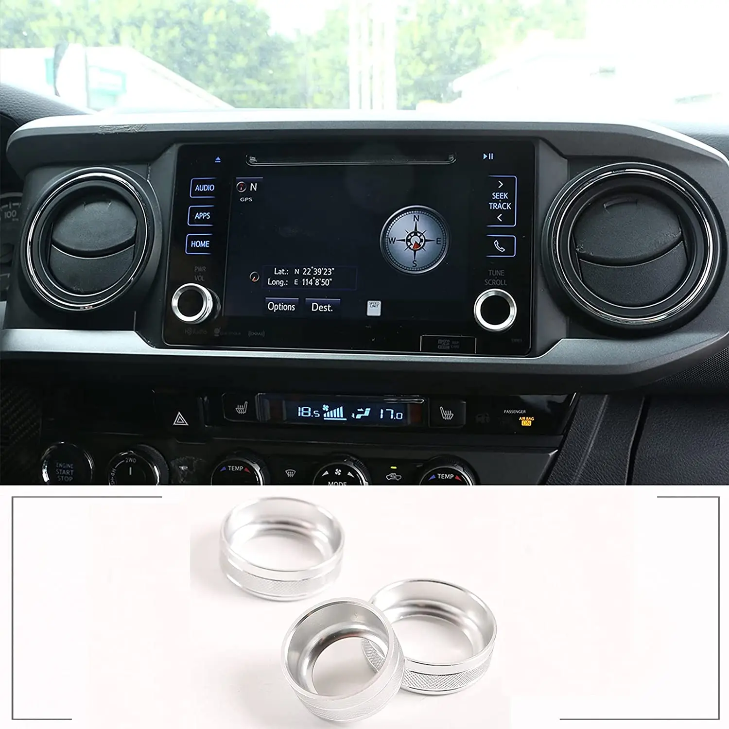 

Volume Knob & Rearview Mirror Adjustment Knob for Toyota Tacoma 2016-2019 Aluminium Alloy (Silver)