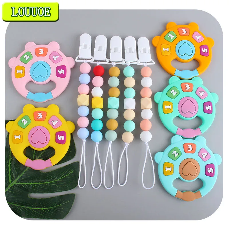 

Baby Pacifier Chain clip Silicone Beads Food-grade silicone is BPA free number Teether Toy Tooth Gel Chain Newborn Molar Toys