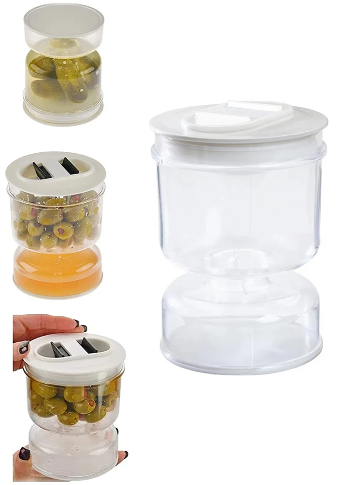 

Pickles Jar Hourglass Strainer Olives Dry and Wet Dispenser Food Container Pickle Jar Kitchen Organizer and Storage Container