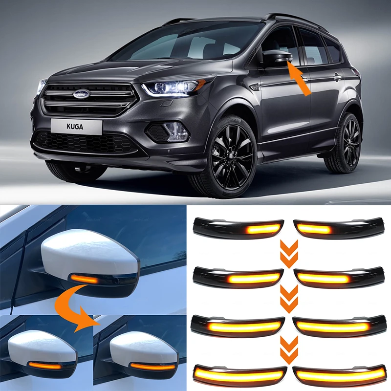 Автомобильные аксессуары для Ford Escape Kuga II EcoSport 2013-2019, Динамический светодиодный индикатор поворота для зеркала заднего вида