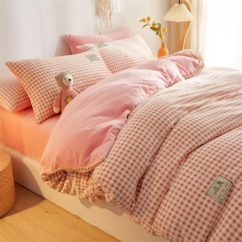 Зимний пододеяльник без принта одинарный молочный коралловый флис 50x200 двойной