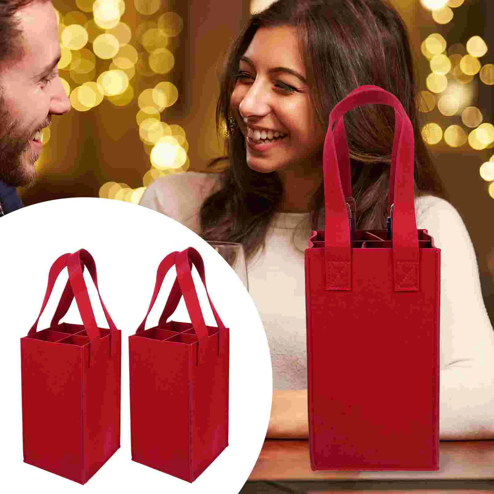 

2Pcs Divided Bottle Carrying Bag Portable Bag Decorative Bag