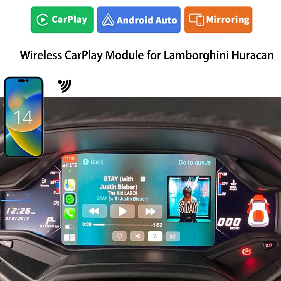 

Автомобильный беспроводной интерфейс Apple Carplay/Android, встроенный интерфейс для монитора Lamborghini Huracan