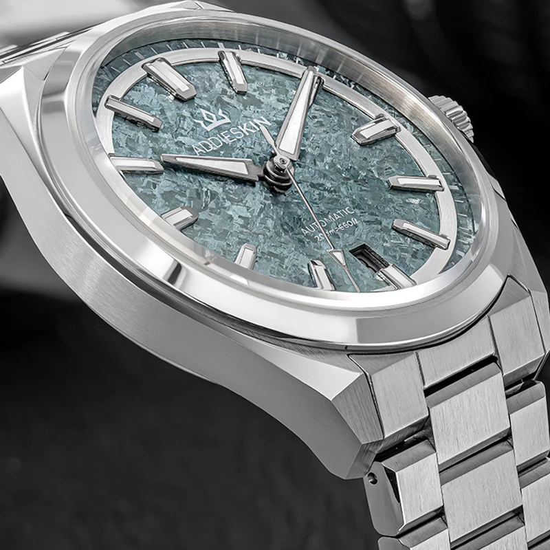 Фото ADDIESKIN K006 Автоматические часы с кристаллизованным титановым циферблатом с эффектом ледяных трещин, Miyota 9015, водонепроницаемые до 200 м, мужские механические наручные часы №3