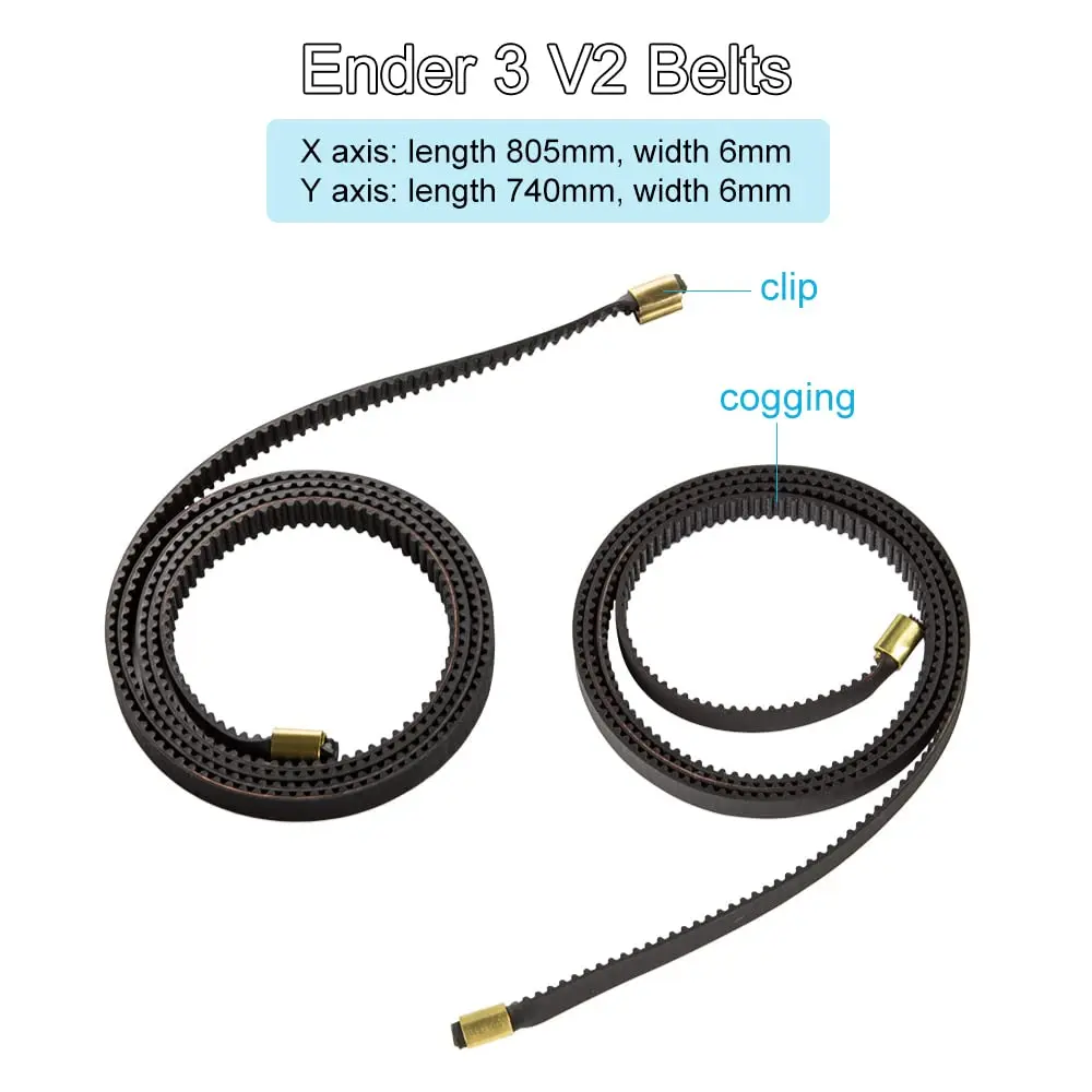 Фото Ремни Ender 3 V2 Комплект синхронного ремня XY Открытая резина ГРМ 2GT Ширина синхронизации 6 мм Y-ось + ось X для 3D-принтера Ender 3 V2 №3