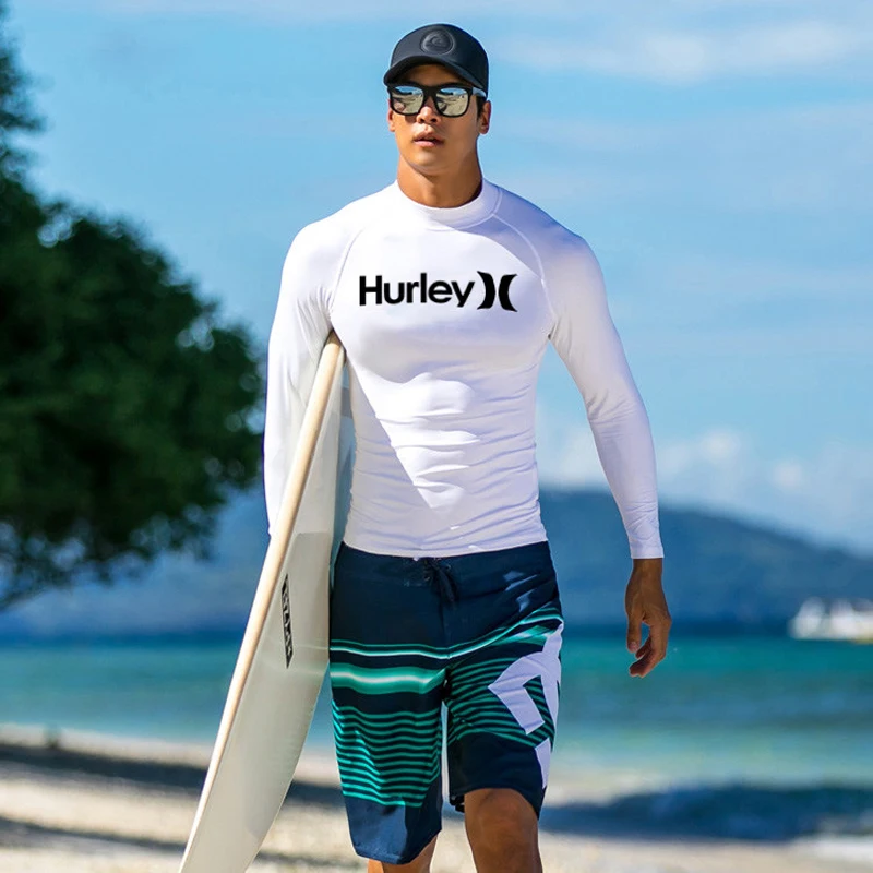 

Мужской купальник Hurley, новинка, стиль Топ для моря, костюм с длинными рукавами из медузы, Быстросохнущий солнцезащитный костюм для подводного плавания, костюм для серфинга