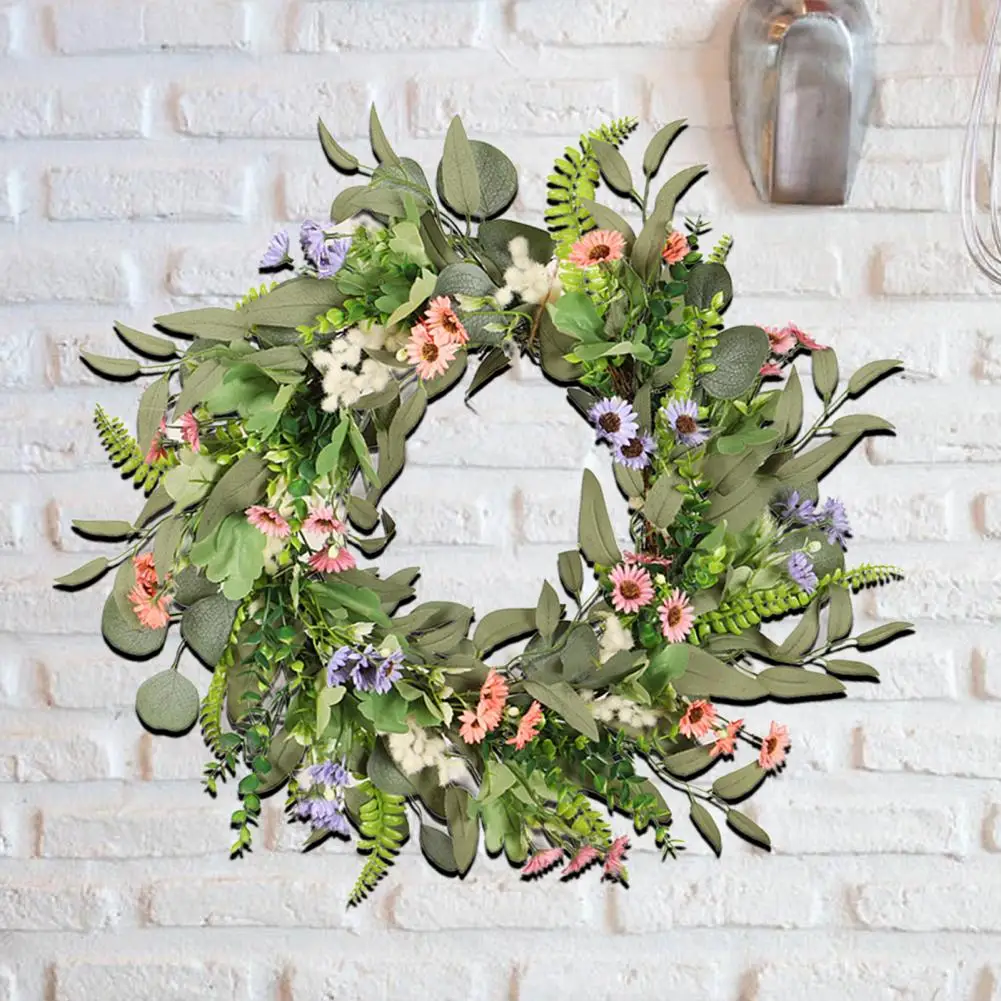 

Decorative No Odor Wall Door Decorative Artificial Flower Wreath for Courtyard
