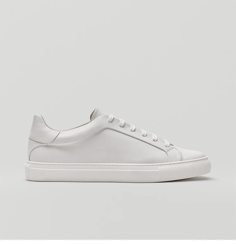 Кроссовки мужские из натуральной кожи с круглым носком на вулканизированной