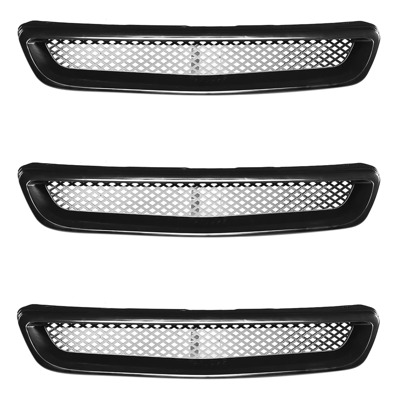 

3X ABS Black Car Front Bumper Hood Grill Grille Cover Trim For Honda Civic EK CX DX EX HX LX Type R 1996 1997 1998