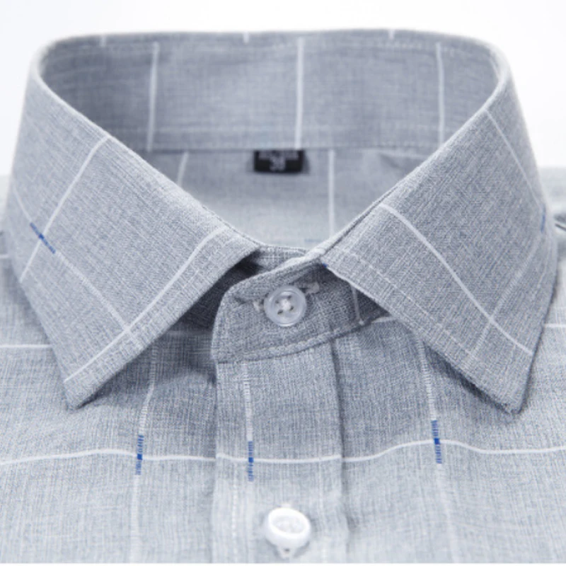Imitation linen men's mulberry silk long-sleeved iron-free comfortable shirt four seasons business casual striped plaid shirt