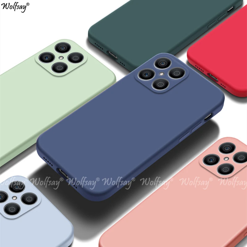 

For Honor X8 Case Liquid Silicone Back Plain TPU Capa Shockproof Protector Case Honor X8 X9A X8A X7A X6A Cover For Honor X8 Case