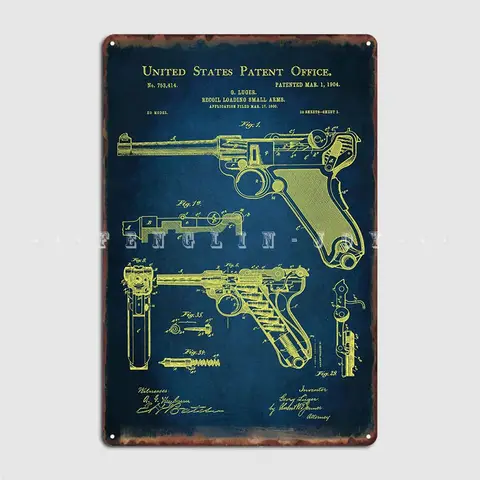8 Люгер Пистолет Патент металлический знак настенный паб классический настенный постер оловянный знак постер