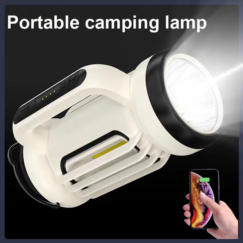 200W High Power USB Rechargeable Led Flashlight Portable Searchlight With COB Side Light Power Bank Flashlight Torch Lanterna