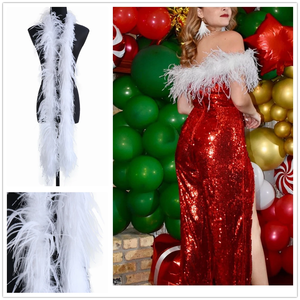 

2Meters/Lot Ostrich Feather Boa Decor for Clothes Holiday Decorations Fluffy Feathers Cape Handicraft Accessories Plumes Trims