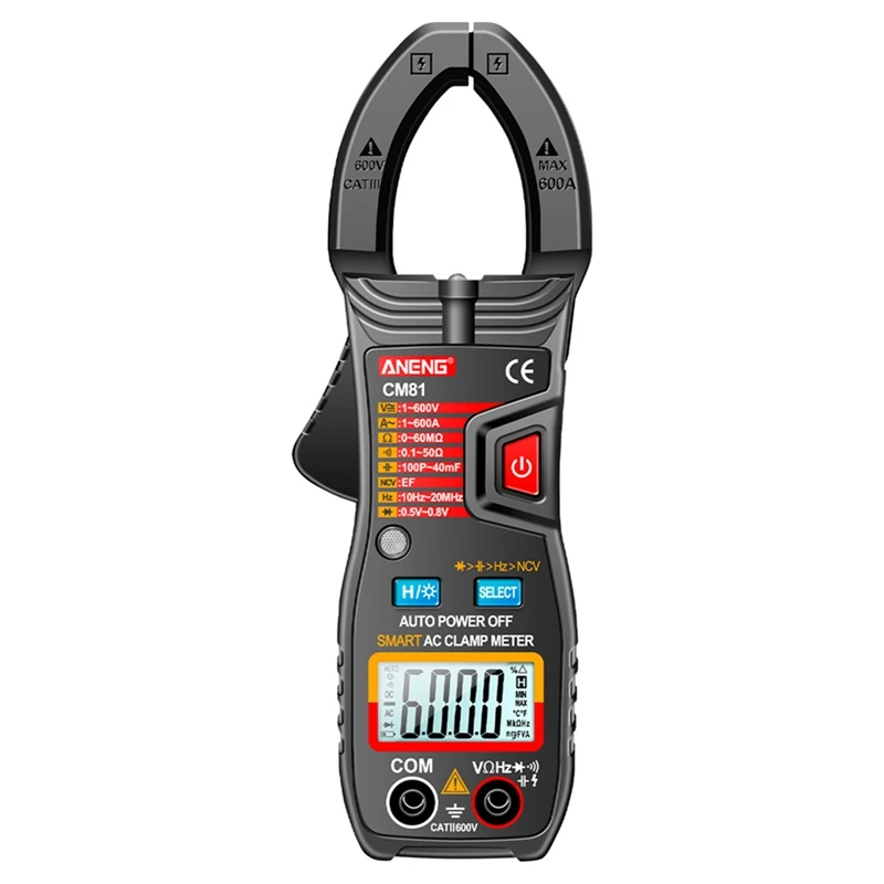 

ANENG Digital Clamp Meter Multimeter Current Clamp Pincers AC/DC Voltage Resistance Tester 6000 Counts Measuring Tools