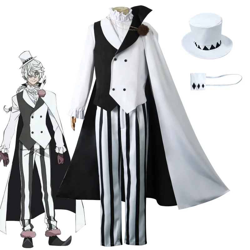 

Nikolai Gogol Cosplay Costume Wig Hat Overcoat Cloak Uniform Anime Bungo Stray Dogs Season 4 The Decay of The Angel Men Outfit