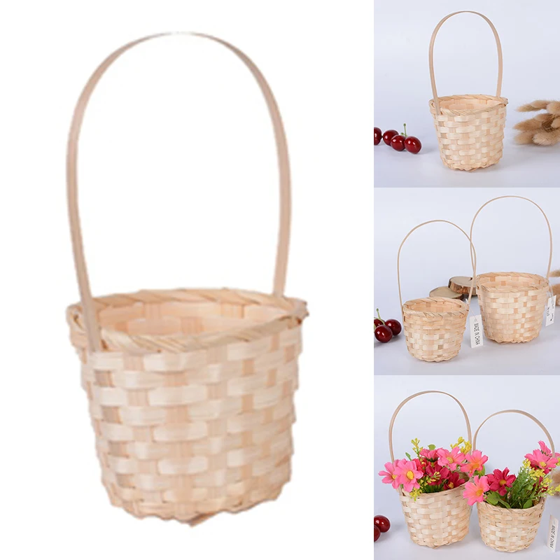 

18Pcs Bamboo Weaving Basket Picnic Basket Practical Flower Holder Home Storage Basket Plant Box Wicker Baskets