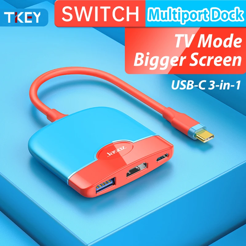 

Док-станция для телевизора TKEY, док-станция для Nintendo, выключатель, USB C на 4K, HDMI, совместимый концентратор USB 3,0 для Macbook Pro