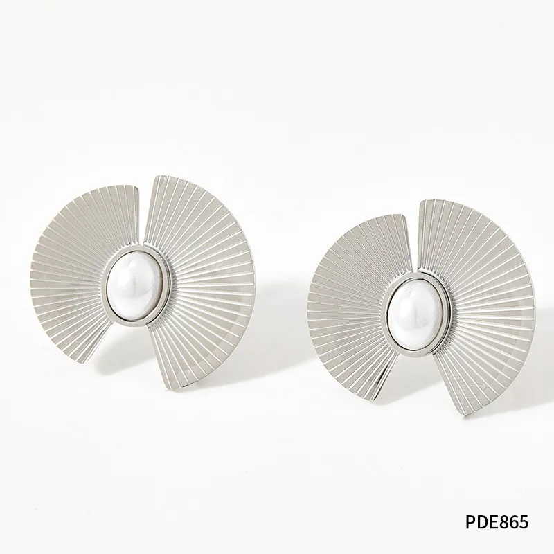 Женские серьги-гвоздики из нержавеющей стали с искусственным жемчугом