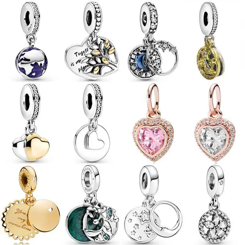 

Family Tree Heart My Sunshine Our Blue Planet Moon & Stars Pendant Beads 925 Sterling Silver Charms Fit Pandora Bracelet Jew