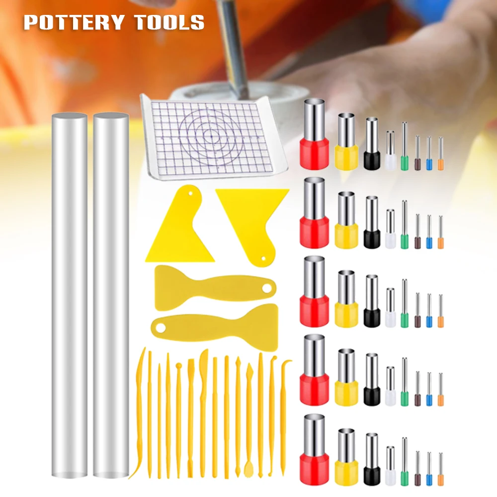 

61pcs Ceramic Tool Set Clay Plastic Acrylic Bar Circular Cutter Mud Press Plate Ceramic Tools for Pottery Pro Ceramic Tools gass