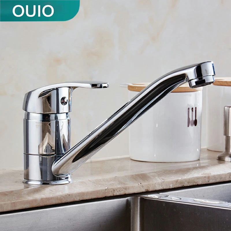 Kitchen Tap Chrome Kitchen Sink Faucet Zinc Alloy Single Handle Single Hole Kitchen Sink Mixer Tap Hot & Cold Water Faucet