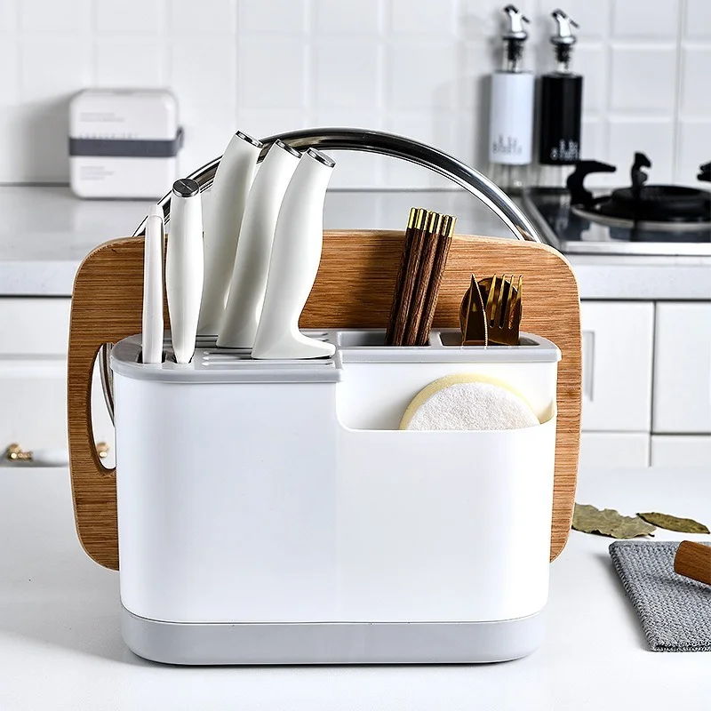 

Cutlery Box Knife Pot Cover Stand Cutlery Scissor Holde Multi Function kitchen knife stand holder storag cutting board organizer