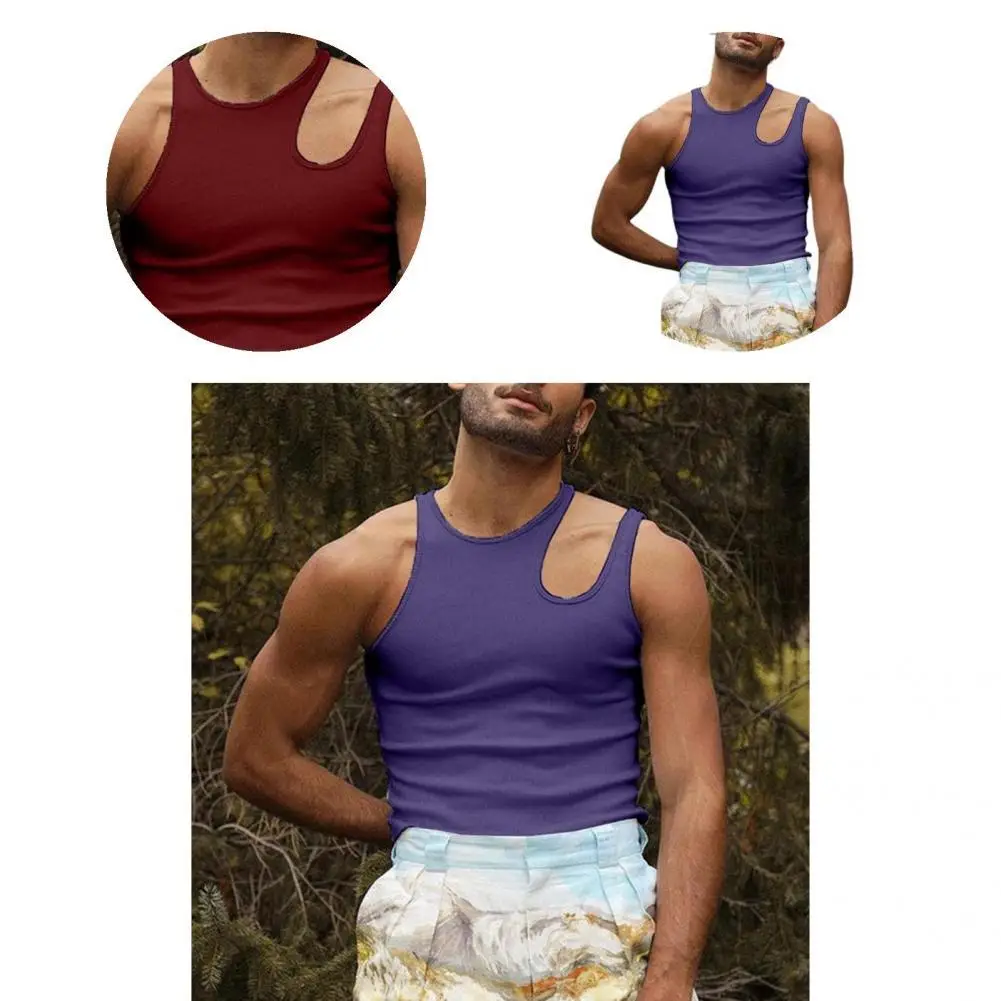 

Мужской жилет, пуловер с вырезами, облегающая Сексуальная майка, мужская майка для косплея