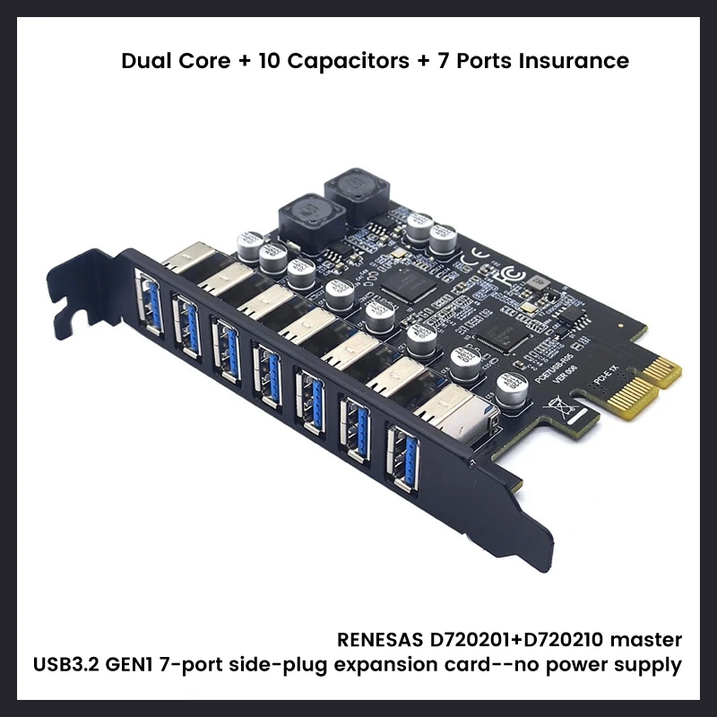 

USB 3,2 Pci Express адаптер Pci E на 7 портов USB3 Gen1 Расширенный адаптер карта Pci-E Расширенная Pci Express карта