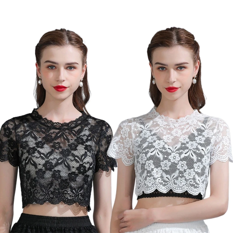 

False Collar Half Shirt Blouse Lace Floral Detachable Fake Collars Elegant Lady