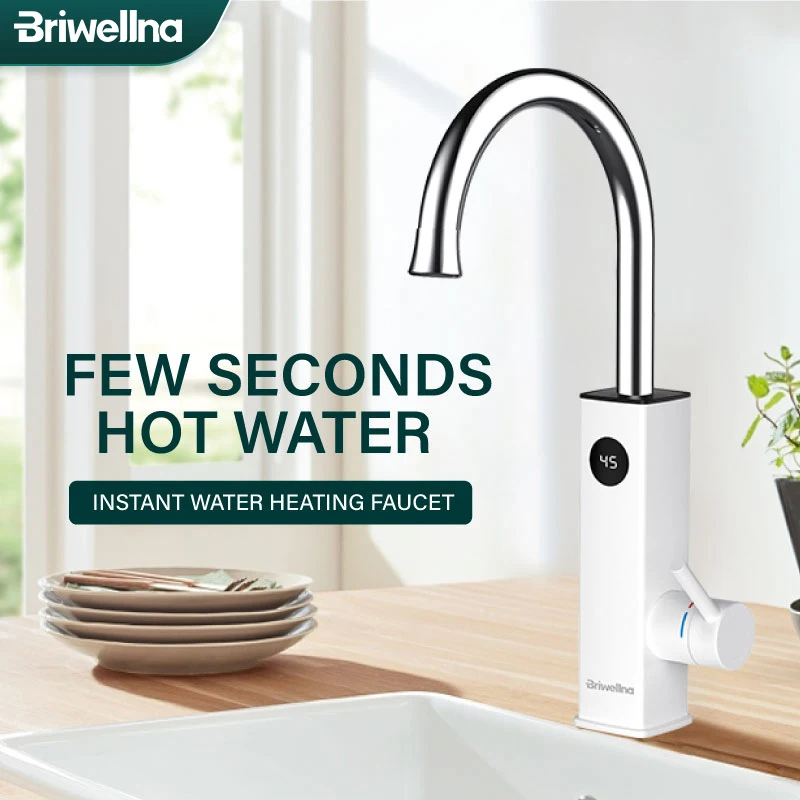 

Briwellna 3KW Instant Geyser 2 in 1 Kitchen Faucet 360°Swivel Cold and Hot Water Taps Tankless Water Heater Faucet Insta Robinet