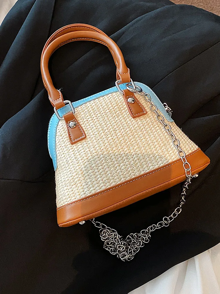 Color Block Design Handheld Mini Bag for Women New Simple Pleat Bucket Bag Fashion Shoulder Crossbody Bag