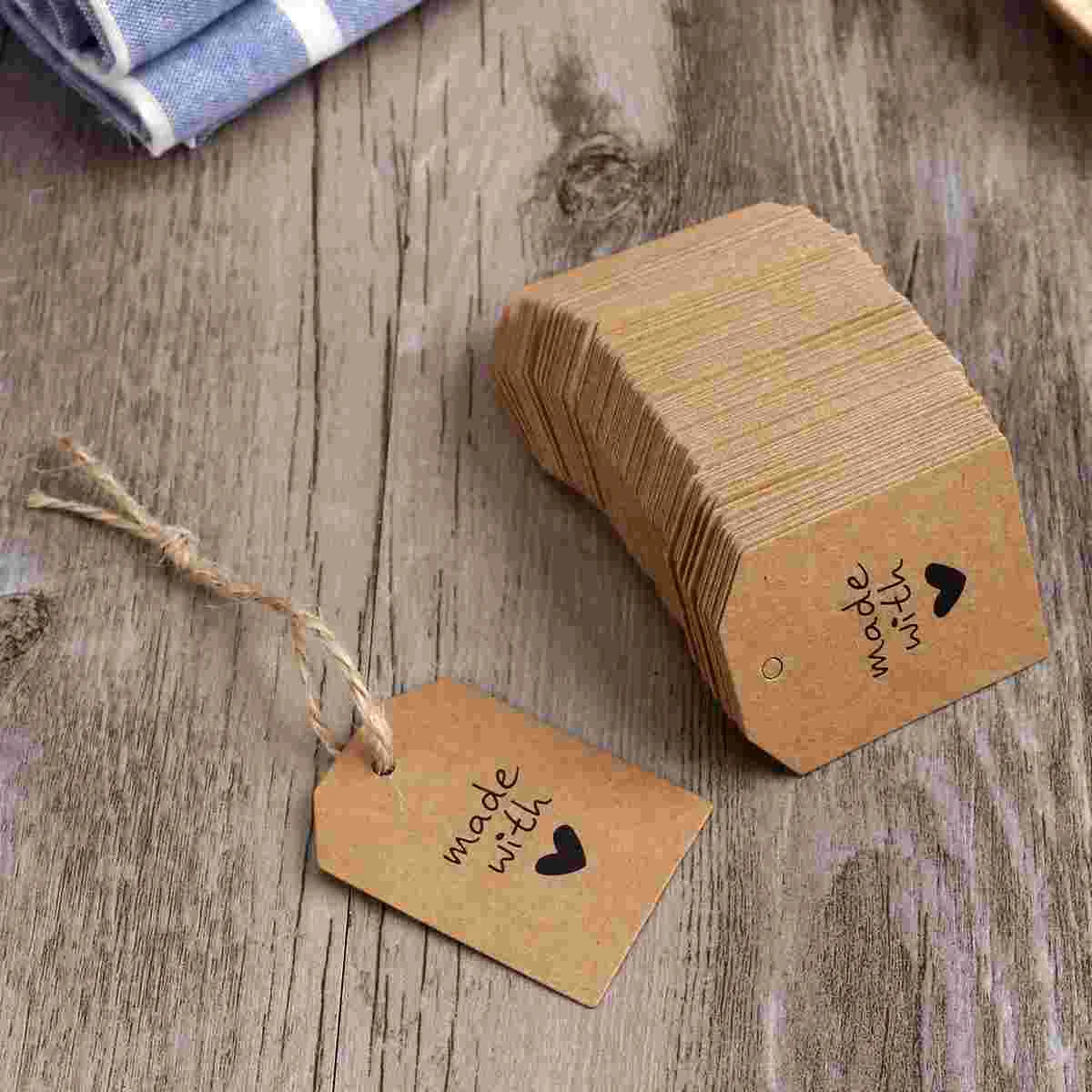 

Kraft Labels with String Wedding Favor Gift Tags Labels with Twine Warmful Heart Pattern and Letter Tags for Crafts Wedding