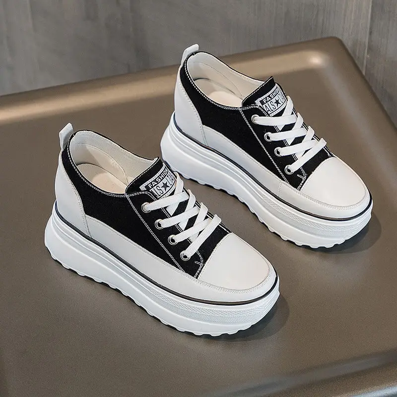 

Women Sneakers Platform Flat Shoes Casual Chunky Sneakers Female Fashion Comfort Black Vulcanized Platform Shoes