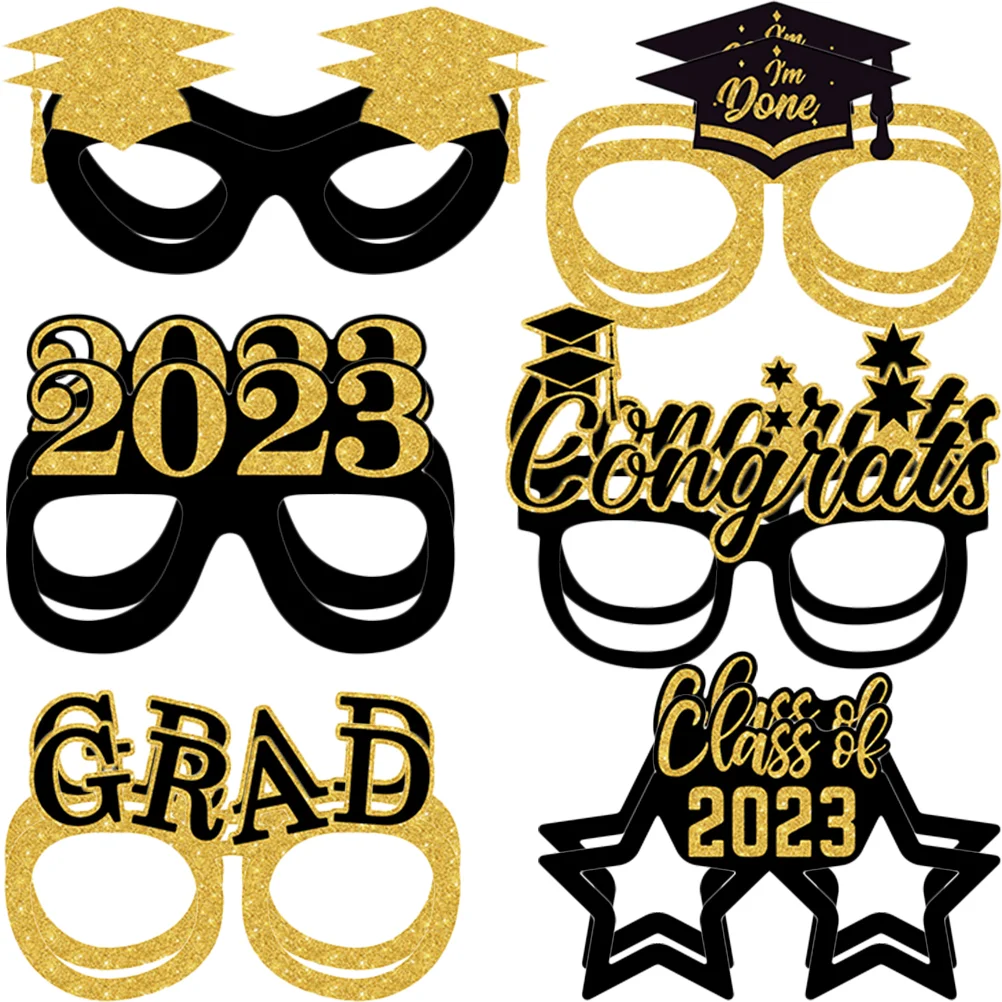 

Graduation Party Glasses Props Eyeglasses Photo Sunglasses Year New Frame Booth Class Selfie Photography Funny Grad Prop Glitter