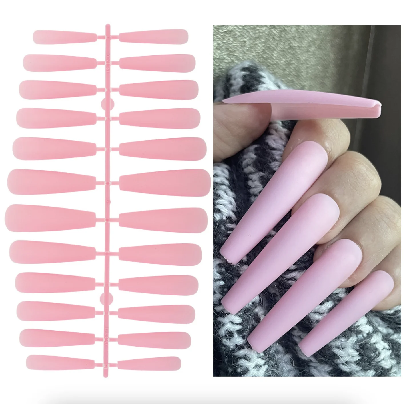 

24/1 предмет, XXXL удлиненные накладные ногти в гробе, наращивание накладных ногтей, художественные накладные ногти, твердые матовые накладные ...