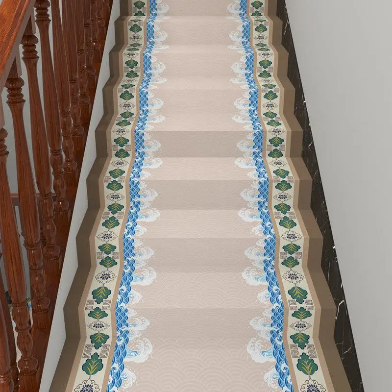 

European Vintage Printing Crystal Velvet Long Carpet Home Decoration Corridor Long Rug Stair Mat Entrance Door Mat