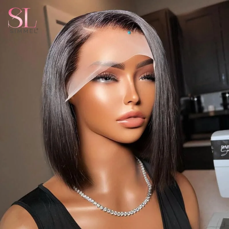 

Side Part Bob Wigs Bone Straight Human Hair Wigs For Black Women Straight 13x4 Lace Front Bob Human Hair Wigs On Sale Clearance
