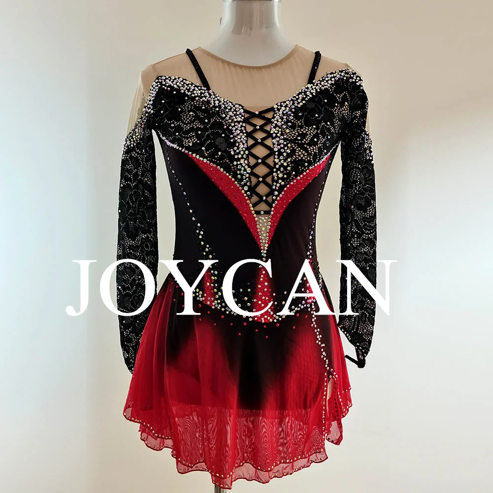 JoyCan платье для фигурного катания на льду девочек оранжевый спандекс эластичная