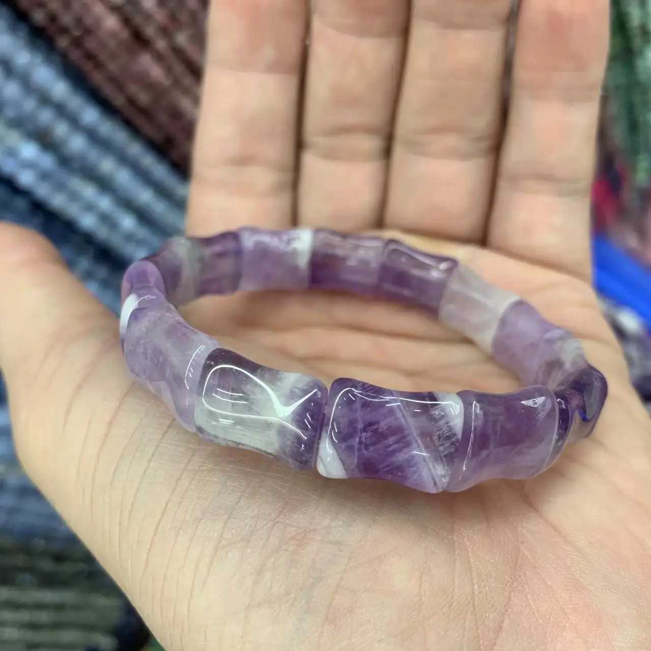 

Браслет женский из аметистового камня, с кружевом