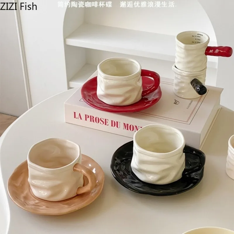Цветная керамическая кофейная чашка и набор тарелок Офисная кружка для