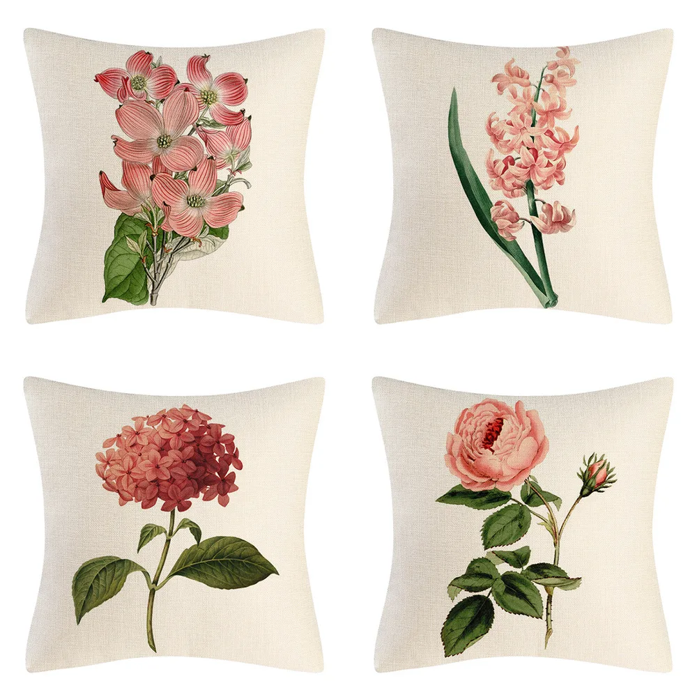 

Наволочка для диванной подушки, розовая, красная, Цветочная, искусственная Подушка, диванная подушка, наволочка для украшения гостиной