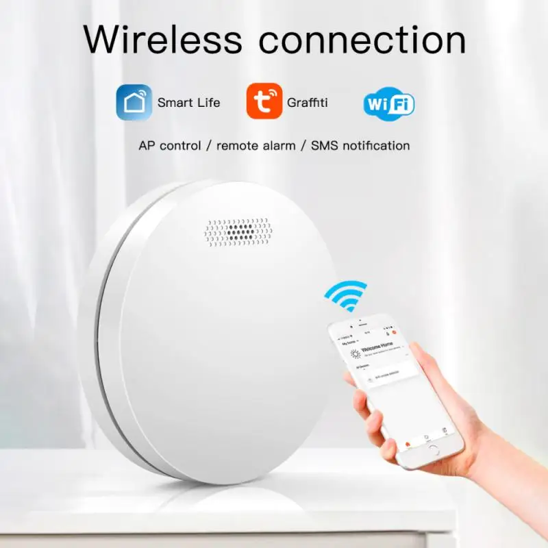 

Умная Wi-Fi-сигнализация Tuya с датчиком, бытовая беспроводная Wi-Fi-сигнализация с граффити, датчиком дыма и огня